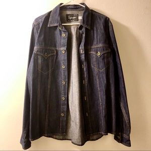 Men’s Topman dark denim button up shirt